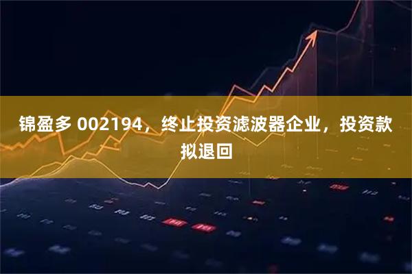 锦盈多 002194，终止投资滤波器企业，投资款拟退回